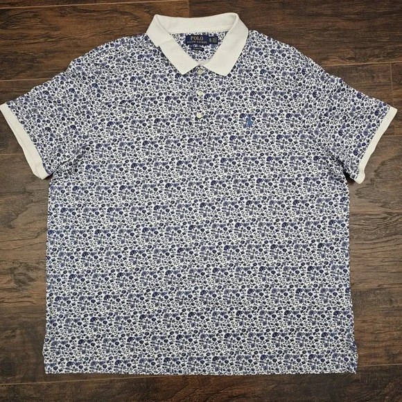 Polo Ralph Lauren Mens XL White Blue Floral Print Blue Pony Classic Fit Shirt‎ - Picture 3 of 9